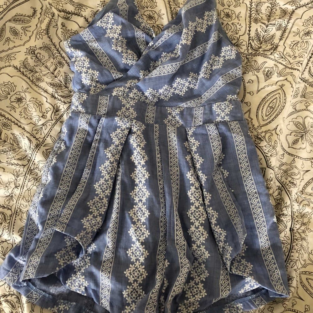 Blue Patterned Romper